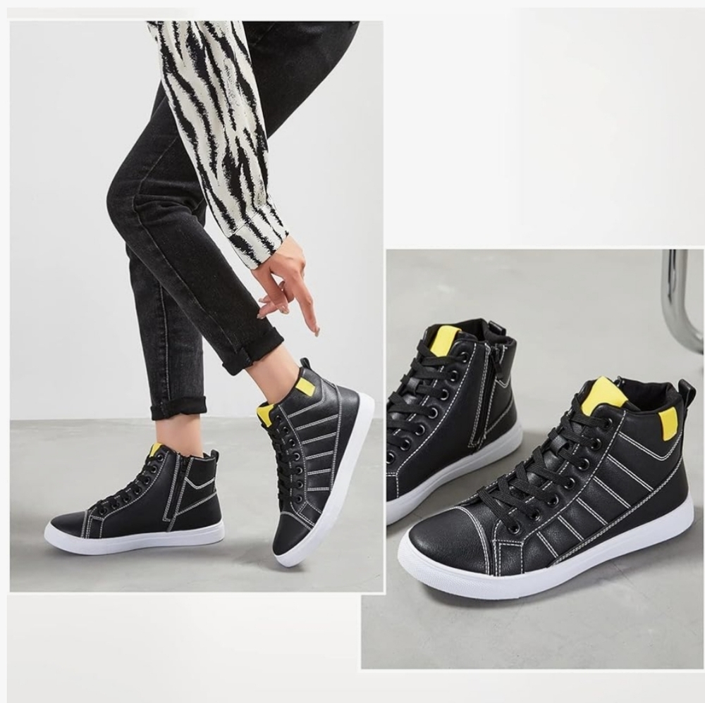 ZGR High Top Sneakers for Women Lace Up Leather Fashion Sneakers Ankle Boots - Picture 12 of 12